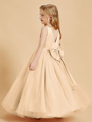 Tulle Junior Bridesmaid Dresses Satin Top Peach