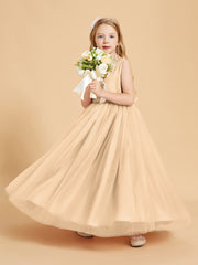 Tulle Junior Bridesmaid Dresses Satin Top Peach
