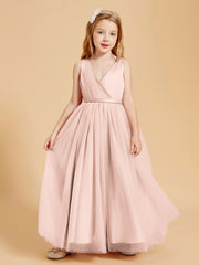 Tulle Junior Bridesmaid Dresses Satin Top Pearl Pink
