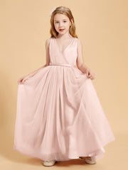 Tulle Junior Bridesmaid Dresses Satin Top Pearl Pink