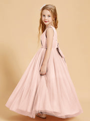 Tulle Junior Bridesmaid Dresses Satin Top Pearl Pink
