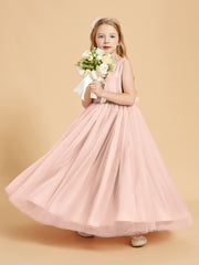 Tulle Junior Bridesmaid Dresses Satin Top Pearl Pink