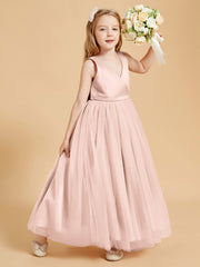 Tulle Junior Bridesmaid Dresses Satin Top Pearl Pink