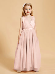 Tulle Junior Bridesmaid Dresses Satin Top Pearl Pink