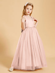 Tulle Junior Bridesmaid Dresses Satin Top Pearl Pink
