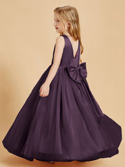 Tulle Junior Bridesmaid Dresses Satin Top Plum