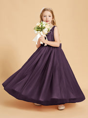 Tulle Junior Bridesmaid Dresses Satin Top Plum