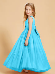 Tulle Junior Bridesmaid Dresses Satin Top Pool