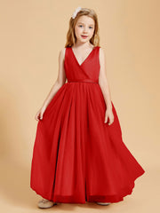 Tulle Junior Bridesmaid Dresses Satin Top Red