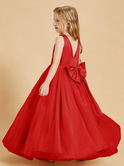 Tulle Junior Bridesmaid Dresses Satin Top Red