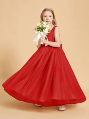 Tulle Junior Bridesmaid Dresses Satin Top Red