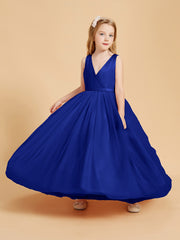 Tulle Junior Bridesmaid Dresses Satin Top Royal Blue