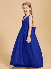 Tulle Junior Bridesmaid Dresses Satin Top Royal Blue