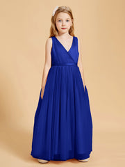 Tulle Junior Bridesmaid Dresses Satin Top Royal Blue