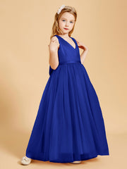 Tulle Junior Bridesmaid Dresses Satin Top Royal Blue