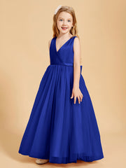 Tulle Junior Bridesmaid Dresses Satin Top Royal Blue