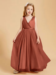 Tulle Junior Bridesmaid Dresses Satin Top Rust