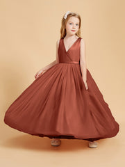 Tulle Junior Bridesmaid Dresses Satin Top Rust