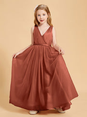 Tulle Junior Bridesmaid Dresses Satin Top Rust