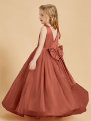Tulle Junior Bridesmaid Dresses Satin Top Rust