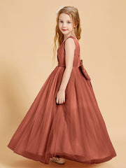 Tulle Junior Bridesmaid Dresses Satin Top Rust