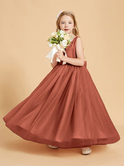 Tulle Junior Bridesmaid Dresses Satin Top Rust