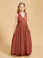 Tulle Junior Bridesmaid Dresses Satin Top Rust