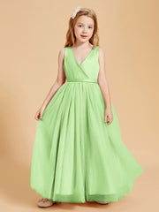 Tulle Junior Bridesmaid Dresses Satin Top Sage