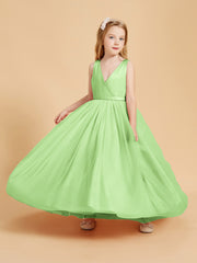 Tulle Junior Bridesmaid Dresses Satin Top Sage