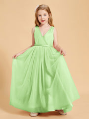 Tulle Junior Bridesmaid Dresses Satin Top Sage