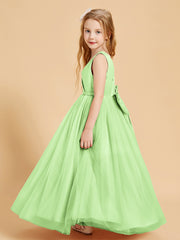 Tulle Junior Bridesmaid Dresses Satin Top Sage