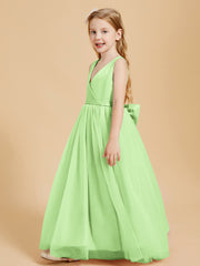 Tulle Junior Bridesmaid Dresses Satin Top Sage