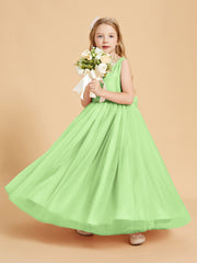 Tulle Junior Bridesmaid Dresses Satin Top Sage