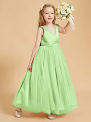 Tulle Junior Bridesmaid Dresses Satin Top Sage