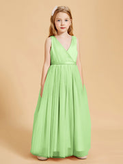 Tulle Junior Bridesmaid Dresses Satin Top Sage