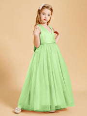 Tulle Junior Bridesmaid Dresses Satin Top Sage