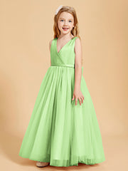 Tulle Junior Bridesmaid Dresses Satin Top Sage