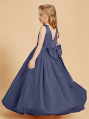 Tulle Junior Bridesmaid Dresses Satin Top Stormy