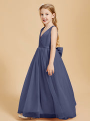 Tulle Junior Bridesmaid Dresses Satin Top Stormy