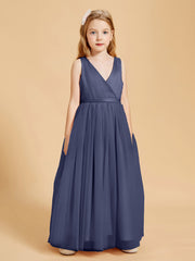 Tulle Junior Bridesmaid Dresses Satin Top Stormy