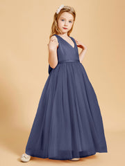 Tulle Junior Bridesmaid Dresses Satin Top Stormy