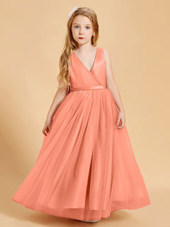 Tulle Junior Bridesmaid Dresses Satin Top Sunset