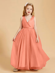 Tulle Junior Bridesmaid Dresses Satin Top Sunset