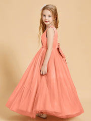 Tulle Junior Bridesmaid Dresses Satin Top Sunset