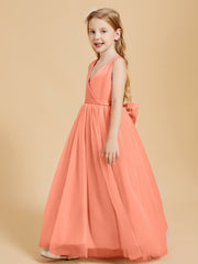 Tulle Junior Bridesmaid Dresses Satin Top Sunset
