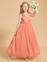 Tulle Junior Bridesmaid Dresses Satin Top Sunset