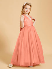 Tulle Junior Bridesmaid Dresses Satin Top Sunset