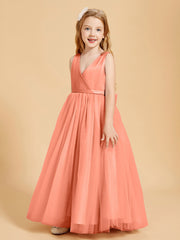 Tulle Junior Bridesmaid Dresses Satin Top Sunset