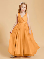 Tulle Junior Bridesmaid Dresses Satin Top Tangerine