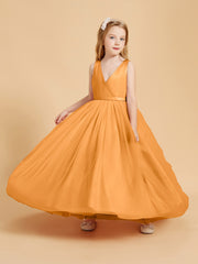 Tulle Junior Bridesmaid Dresses Satin Top Tangerine